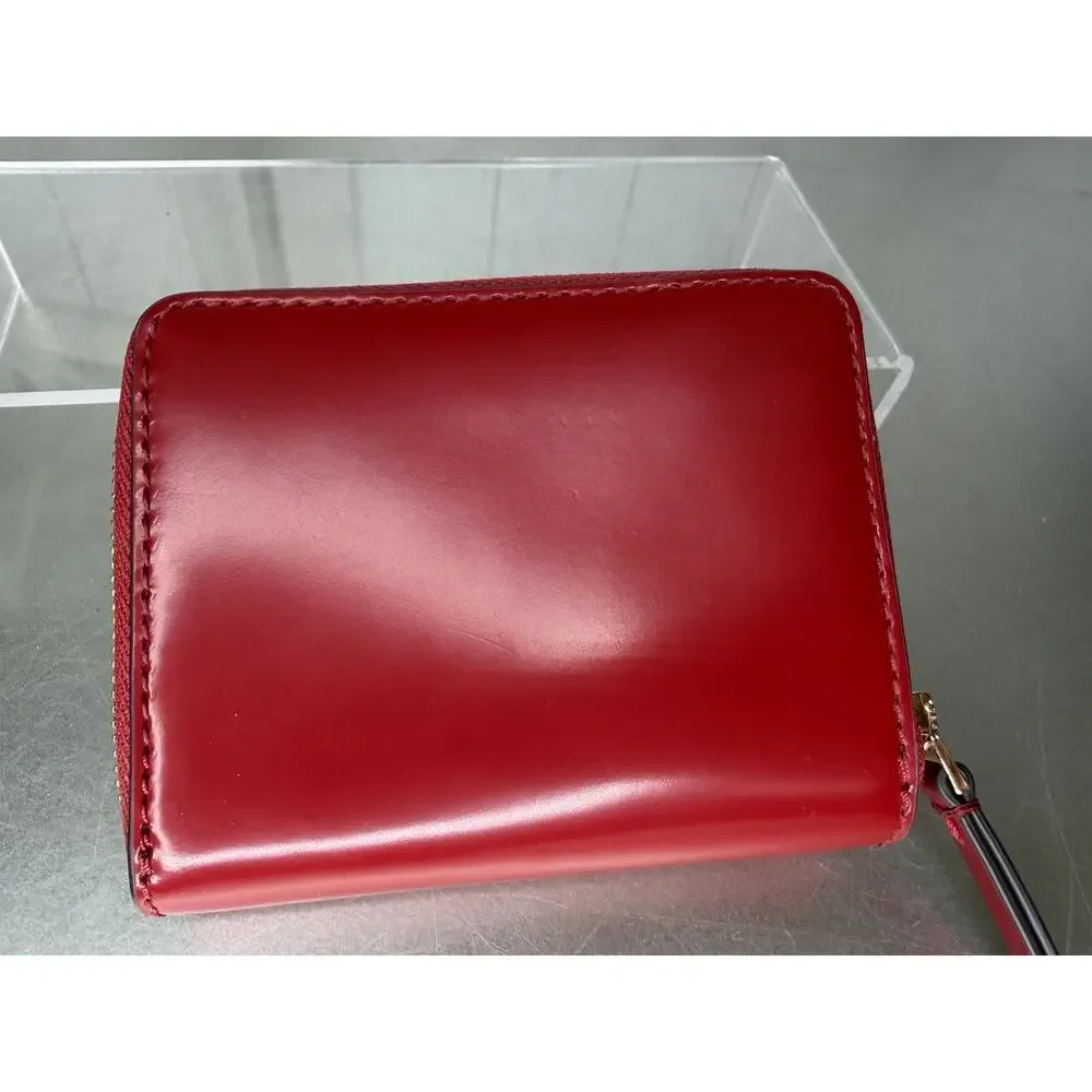 Tory Burch Bright Red & Gold Britten Patent Bifold Wallet NWOT